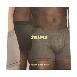 SKIMS 3 Pack Onyx Grey Cotton Blend 3" Boxer Brief Underwear LARGE NWT